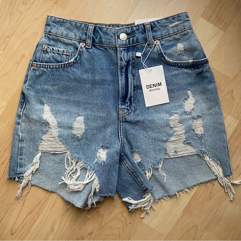 NWT Bershka Denim Shorts 36 High Waist